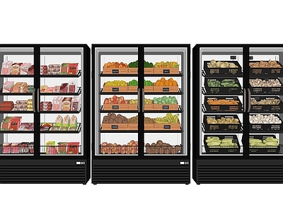 现代冰柜 超市 超市 食品 展示柜