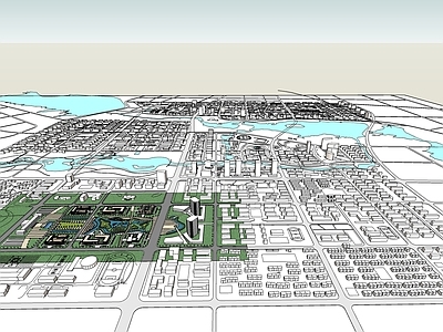 现代城市简模规划 鸟瞰图规划 体块