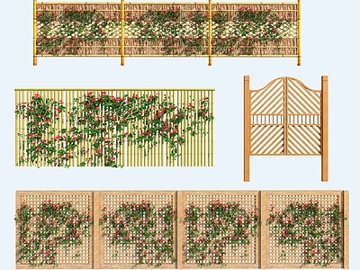 中式围栏 木拱 院 藤蔓 栅栏 爬藤 篱笆 拱形廊架 花园