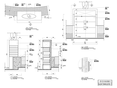 自助餐厅台节点大样施工图 家具节点