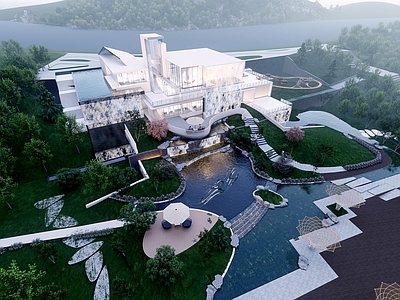 现代售楼处建筑 社区活动中心 异形