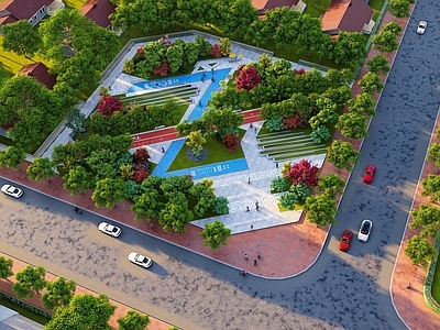 现代口袋公园景观 路口公园 广场