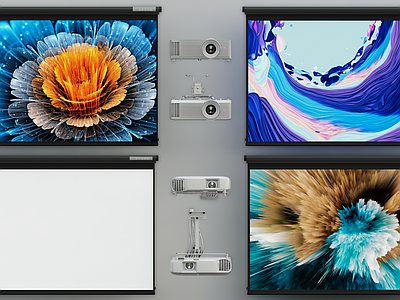 现代投影仪 投影幕布 办公室投影 投影设备 投影机