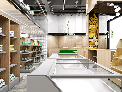 现代超市 店面 门头