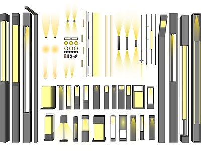现代灯具组合 草坪灯 灯柱 景观灯 路灯 庭院灯 地灯 高杆灯 户外灯 筒灯射灯 灯带 灯光源