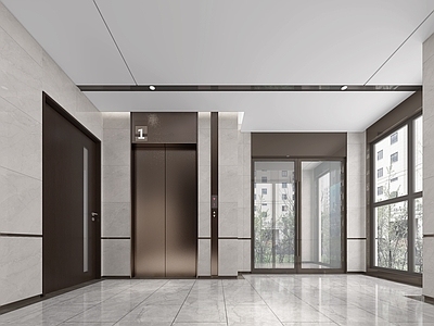 现代电梯间 小区大堂