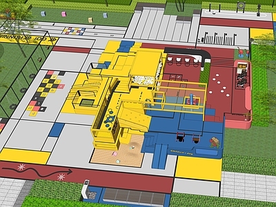 现代积木主题儿童活动场地 儿童乐园 儿童滑梯器材器械