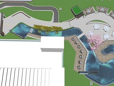 现代办公景观 水景 屋顶休闲空间