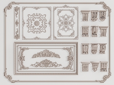 欧式古典线条 雕花 罗马柱头 石膏线 角线