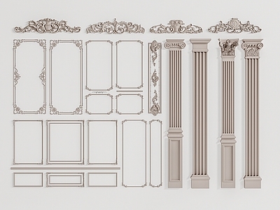 欧式古典线条 雕花 罗马柱 石膏线 角线 柱子
