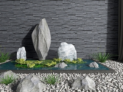新中式假山水景 池 石头雕塑