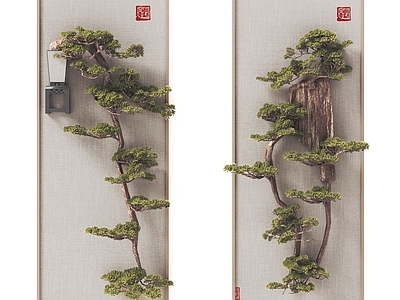 新中式立体墙饰 挂画 立体挂画 绿植墙画 挂画组合 绿植墙饰 绿植挂画 方形 立体