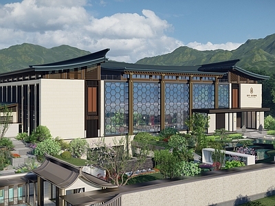 新中式售楼处建筑 异形