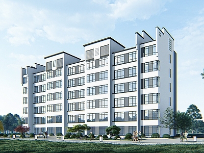 新中式徽派多层居住公寓楼