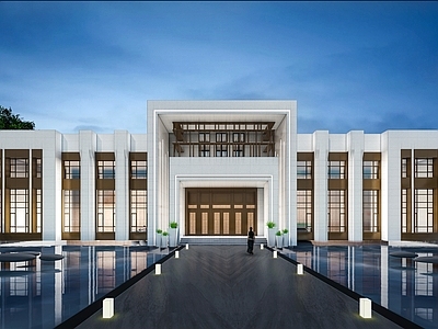 新古典售楼处建筑 方形