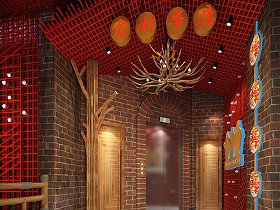现代烧烤店电梯厅