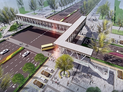 现代人行天桥 城市高架桥 行车天桥 交通建筑