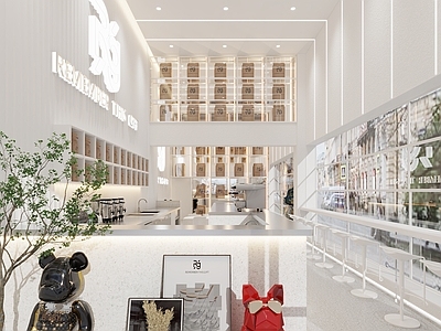 现代奶茶店 备餐区 单层 收银