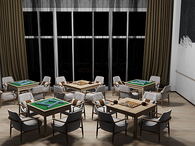 现代棋牌室 养老空间