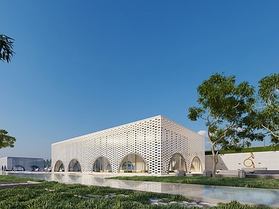 现代售楼处建筑 书吧 水吧 茶室 展示中心 售楼部 方形