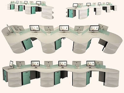 现代弧形办公桌组合