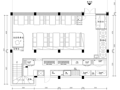 新中式某烧烤店平面布置图