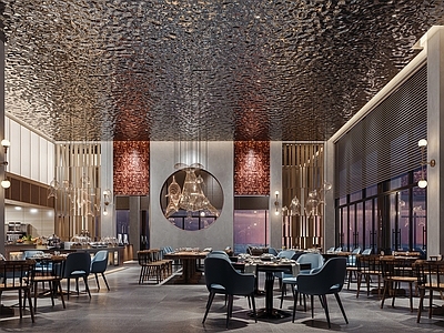 现代自助餐厅 酒店 大堂 西 自助餐台
