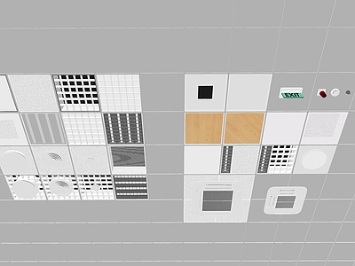 现代铝扣板天花板 格栅灯 换气扇 喷淋烟感