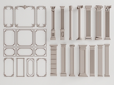 欧式古典线条 雕花 罗马柱 石膏线 角线 柱