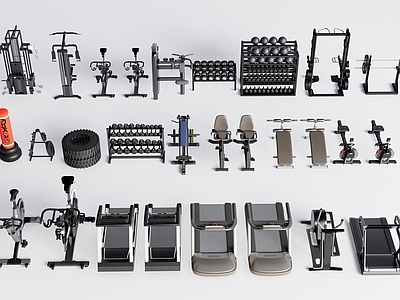 现代运动器材 跑步机 哑铃 健身器材