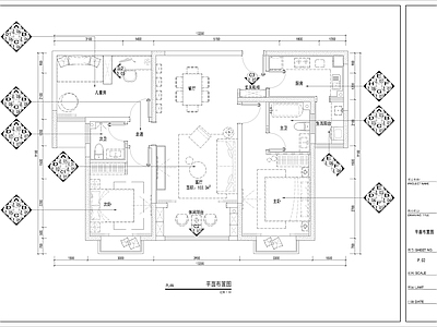 100平方三室两厅现代样板间施工图 平层