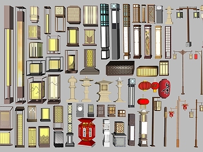 新中式灯具组合 组合 户外