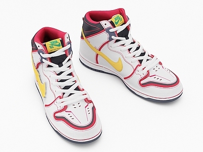 现代运动鞋 白黄红 独角兽 高达联名 魔术贴 Nike Dunk 耐克跑步鞋