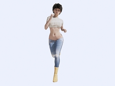 现代女人 时尚跑步女孩女人低模lowpoly