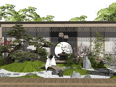 中式庭院小品 枯山水 禅意景观 新中式枯山水 茶室叠石 户外