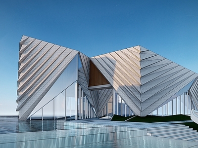 现代售楼处建筑 展示中心 文化展览馆 售楼中心 商业 异形