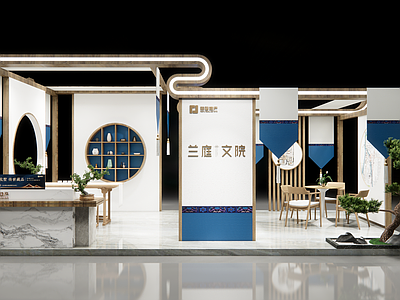 新中式商业展厅 地产中庭展销台