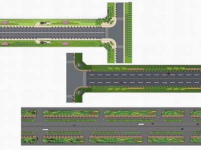 现代道路 马路 公路 行车道 斑马线