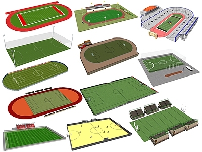 现代足球场 足球场看台 操场看台 小型足球场 照明灯具 围网