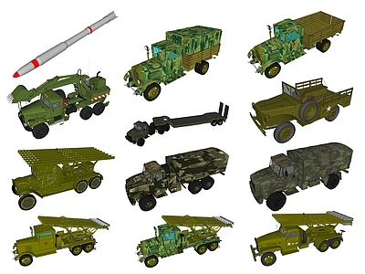 现代军事器材 军用武器设备 军用卡车 吉普车 喀秋莎多管火箭炮