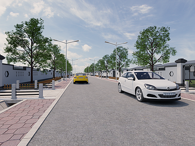 现代公路 路灯沿街风貌