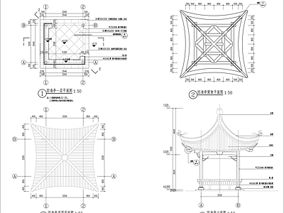 中式凉亭施工图