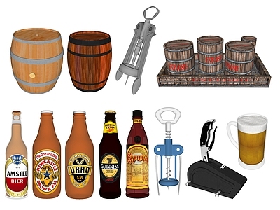 现代酒具 酒桶 开瓶器 啤酒酒瓶