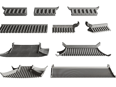 新中式屋檐瓦片组合