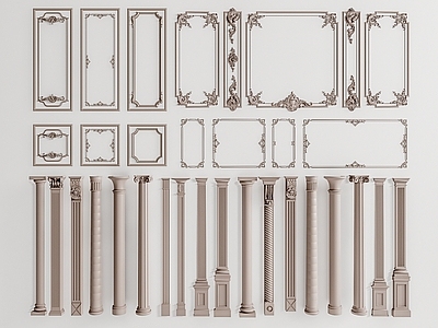 欧式古典罗马柱 雕花线条 石膏线 角线