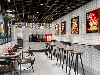 现代汉堡店 前台