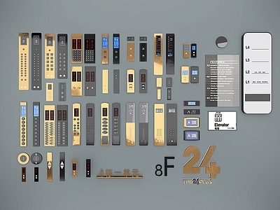 现代电梯按键组合 导视牌 指示牌