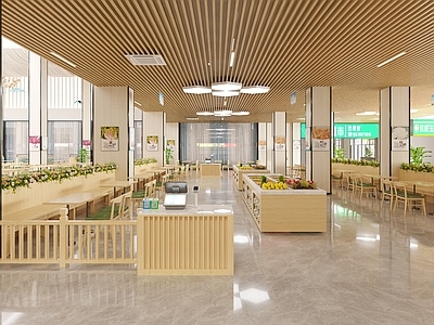 现代大学食堂 舞台 用餐区