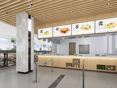 现代食堂 员工餐厅 早餐 打餐台 食物