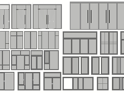 现代窗户组合 玻璃推拉门窗 双开门 玻璃窗 高档单开门 钢结构